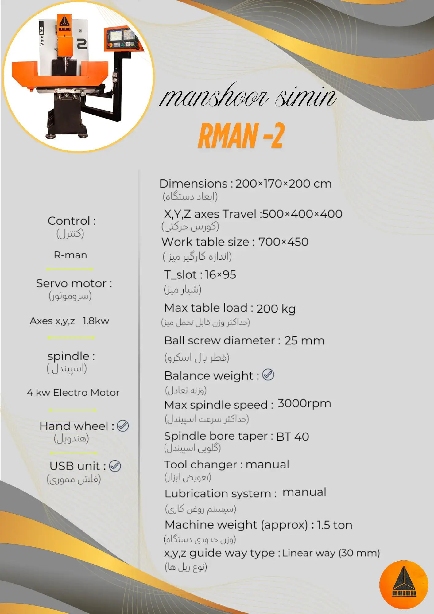 کاتالوگ سی ان سی مدل rman ۲